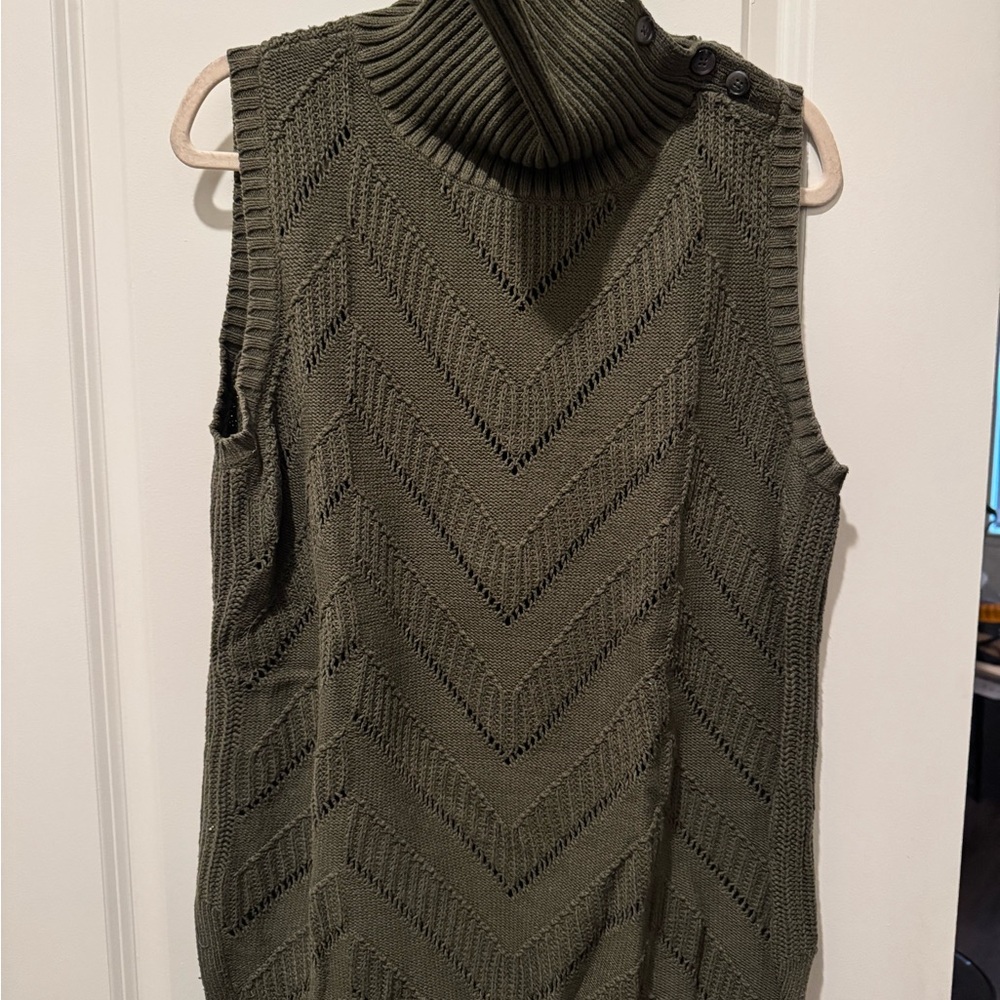 Banana Republic Khaki Sleeveless Turtleneck Sweater